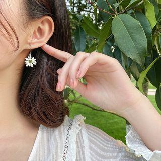 Asymmetric Flower Drop Earring 1 Pair - Hook Earring - One Size