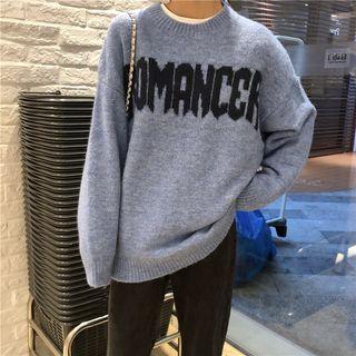 Lettering Crewneck Sweater Blue - One Size