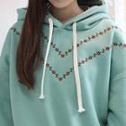 Floral-embroidered Brushed-fleece Lined Hoodie