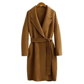 Notch Lapel Tie-front Coat