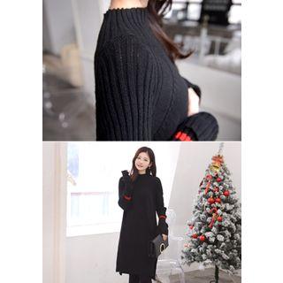 Mock-neck Contrast-trim Midi Sweater Dress