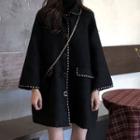 Long-sleeve Cable-knit Dress / Contrast Trim Single-breasted Coat