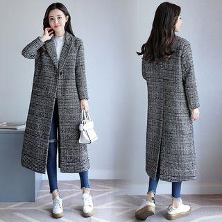 Check One-button Long Coat