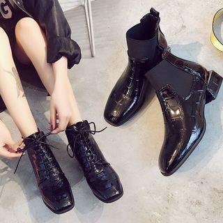 Low-heel Patent Ankle Boots