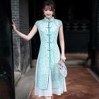 Set: Short-sleeve Hanfu Dress + Slipdress