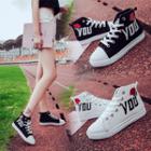 Lettering High Top Lace Up Sneakers