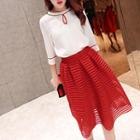 Set: 3/4-sleeve Top + Midi Skirt
