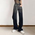 Mid Rise Buckled Loose Fit Jeans