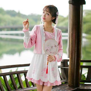 3/4-sleeve Open Front Cropped Jacket