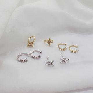 Rhinestone Star / Open Hoop Earring