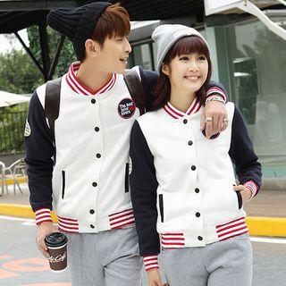 Couple Matching Set: Applique Baseball Jacket + Sweatpants