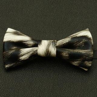 Faux-leather Bow Tie Ja66 - Black And White - One Size