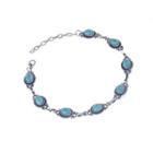 Turquoise Anklet H0214 - Dark Silver - One Size