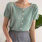 Plain Buttoned Knitted Top