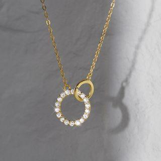 Sterling Silver Rhinestone Hoop Necklace