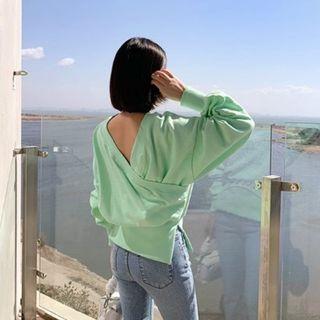 Round-neck Wrap-back Pullover