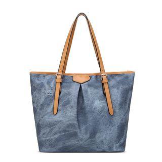 Faux-leather Color Block Tote