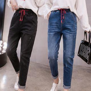 High-rise Elastic Waist Skinny Jeans