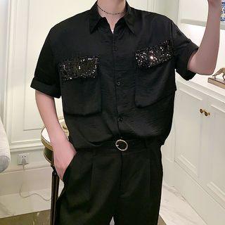 Short-sleeve Sequined Shirt