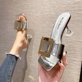 Metal Square Buckled High-heel Mules