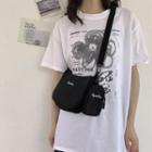 Set: Lettering Canvas Crossbody Bag + Pouch