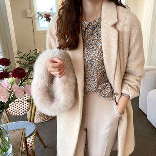 Notch-lapel Snap-button Long Coat