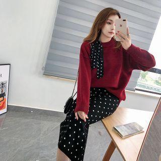 Set: Dotted Loose-fit Sweater + Skirt