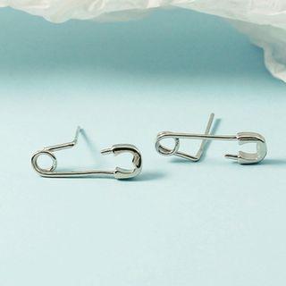 Safety Pin Earring 1 Pair - Silver - One Size