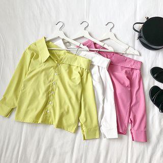 Off-shoulder Chain Long-sleeve Blouse