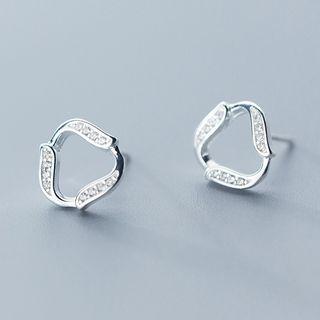 925 Sterling Silver Rhinestone Earring 1 Pair - One Size