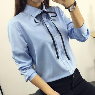 Long Sleeve Lace-up Shirt