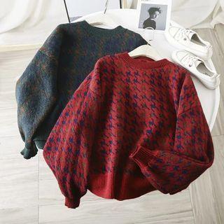 Houndstooth Jacquard Sweater