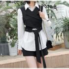 Set: Plain Shirt + Asymmetrical Vest + Shorts