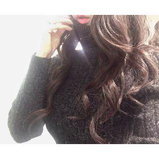 Mock-neck Ruffle-hem Knit Top