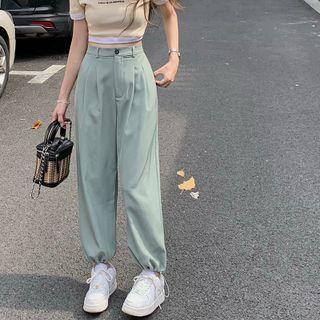 Drawstring-cuff Wide-leg Dress Pants