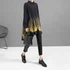 Print Asymmetrical Long-sleeve Shirtdress
