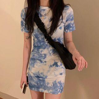 Short-sleeve Tie-dye Cropped T-shirt / Mini Sheath Dress