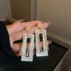 Rectangle Rhinestone Acrylic Dangle Earring 1 Pair - Dangle Earring - Silver Pin - Rectangle - Gold - One Size