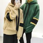 Couple Matching Contrast Trim Lettering Hoodie