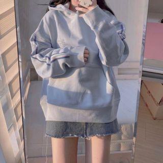 Lettering Hoodie Light Blue - One Size