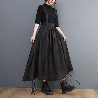 Mesh Maxi A-line Overall Dress