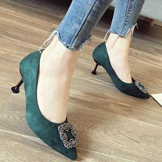 Rhinestone Accent High Heel Pumps