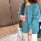 Round-neck Cable-knit Sweatshirt