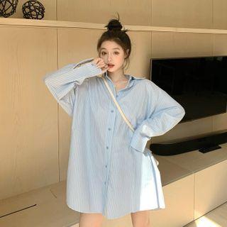 Striped Oversize Shirt Blue - One Size