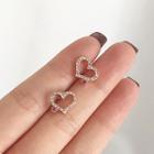 Rhinestone Heart Earring 1 - 1 Pair - Ear Stud - One Size