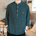 3/4-sleeve Button-up T-shirt