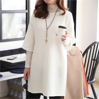 Round-neck Elbow-sleeve Knit Dress