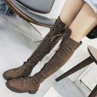 Lace-up Velvet Tall Boots