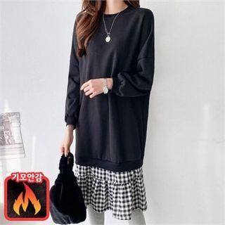 Check-layered Hem Pullover Dress