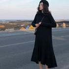 Ruffle Hem Midi Long-sleeve Knit Dress